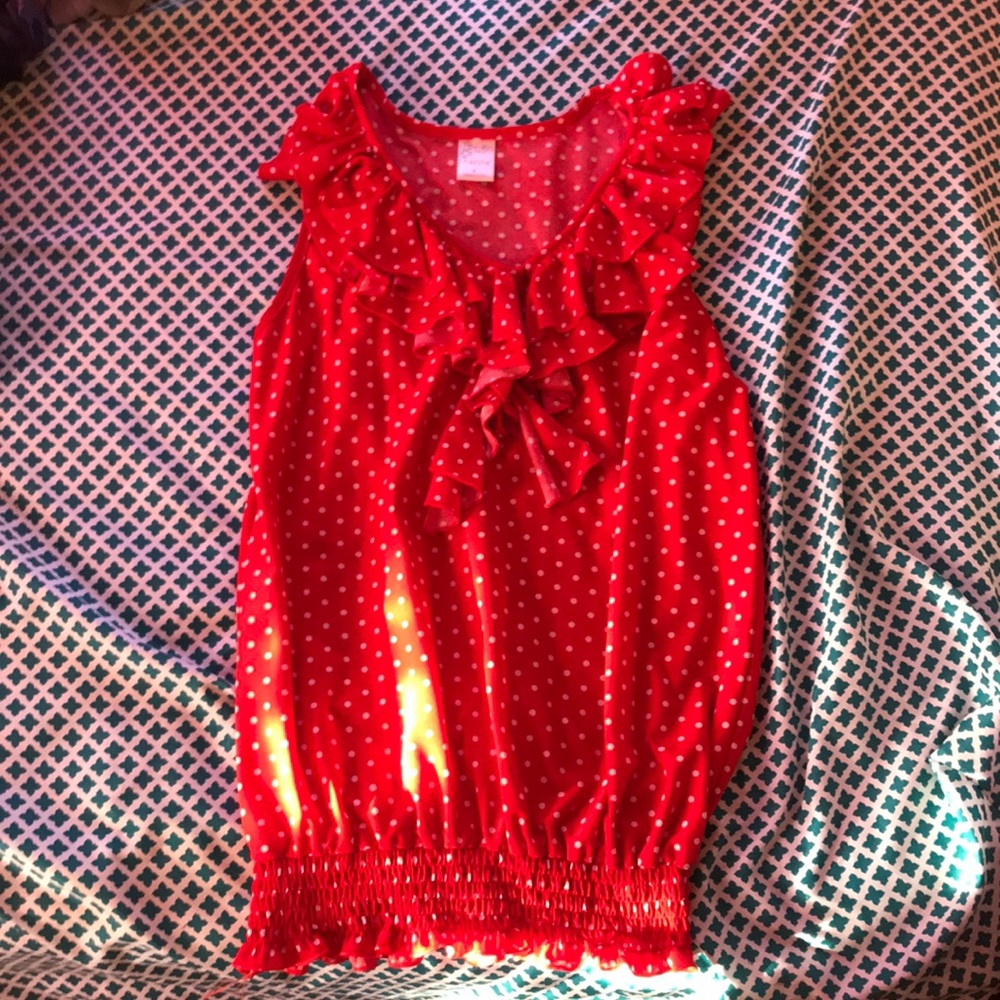 Red polka dot tank top